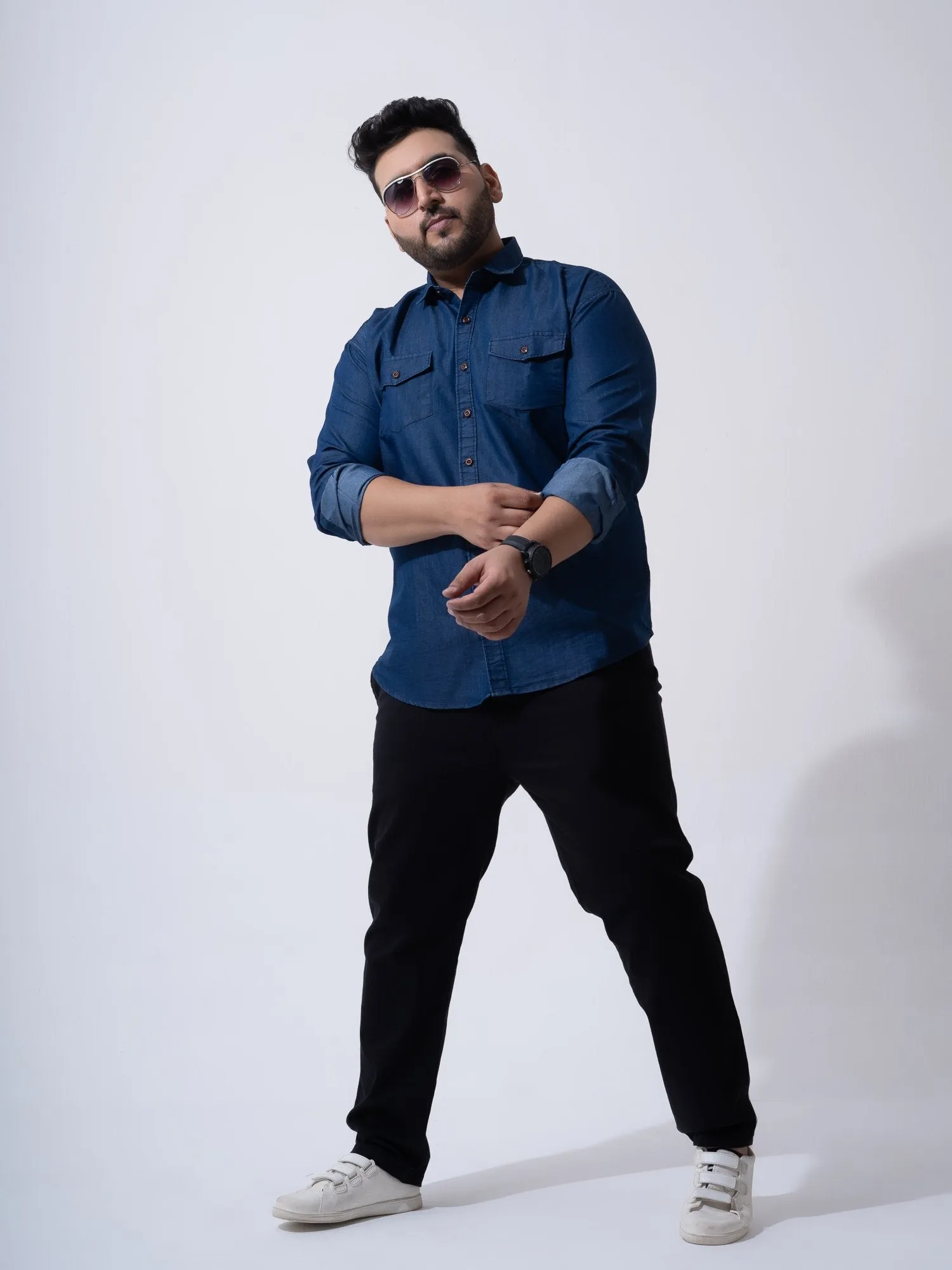 Vintage Denim Cotton Plus Size Shirt