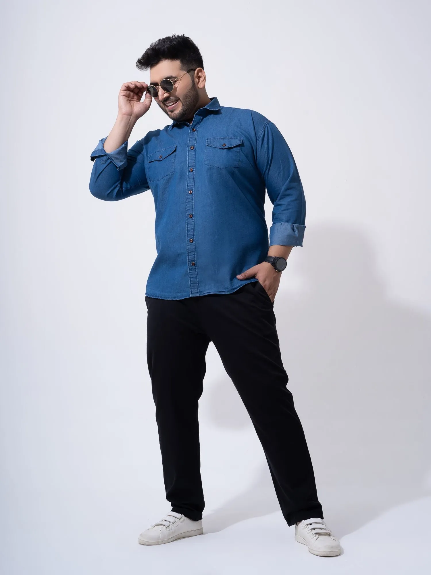 Vintage Denim Cotton Plus Size Shirt