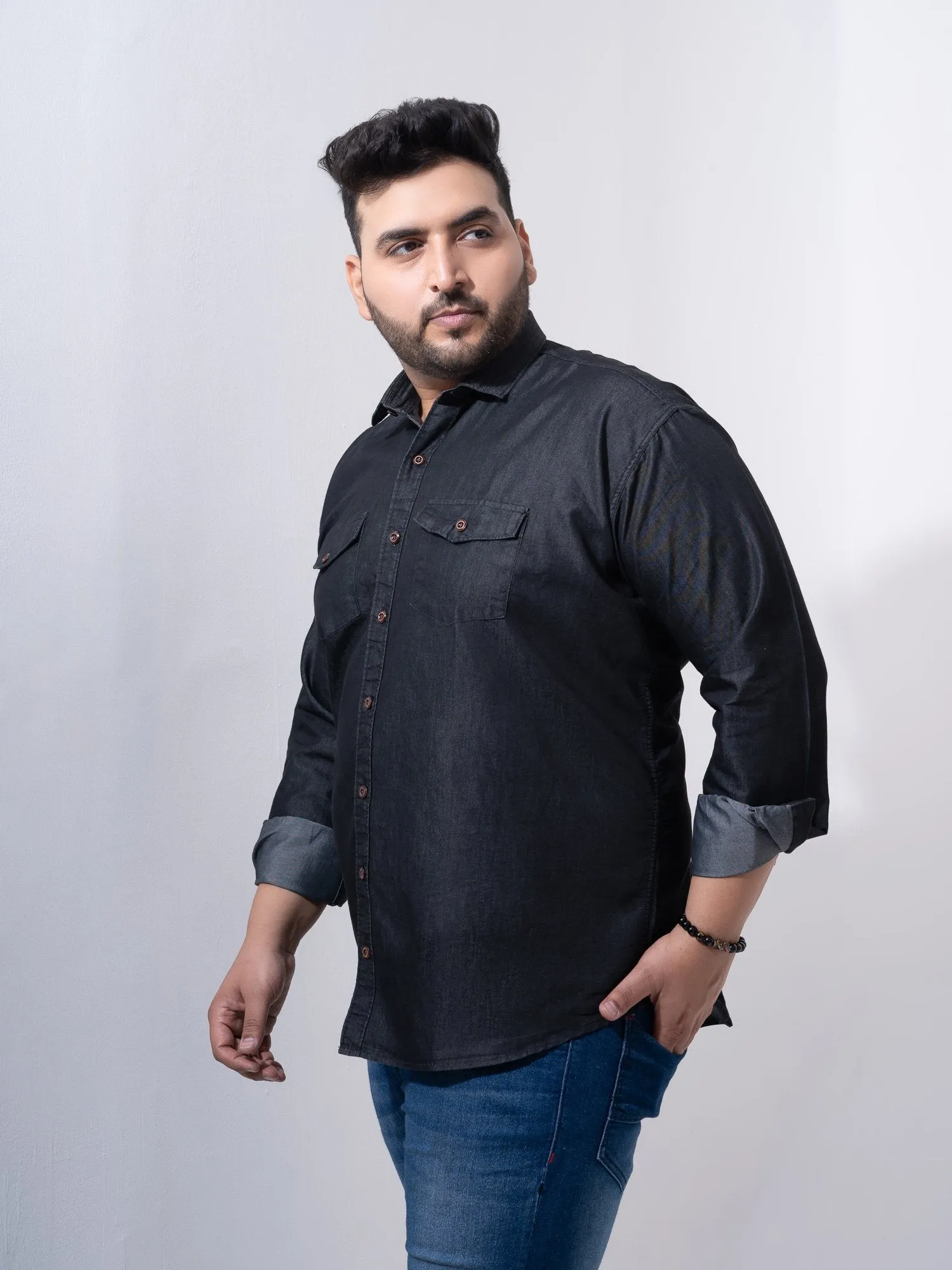 Vintage Denim Cotton Plus Size Shirt