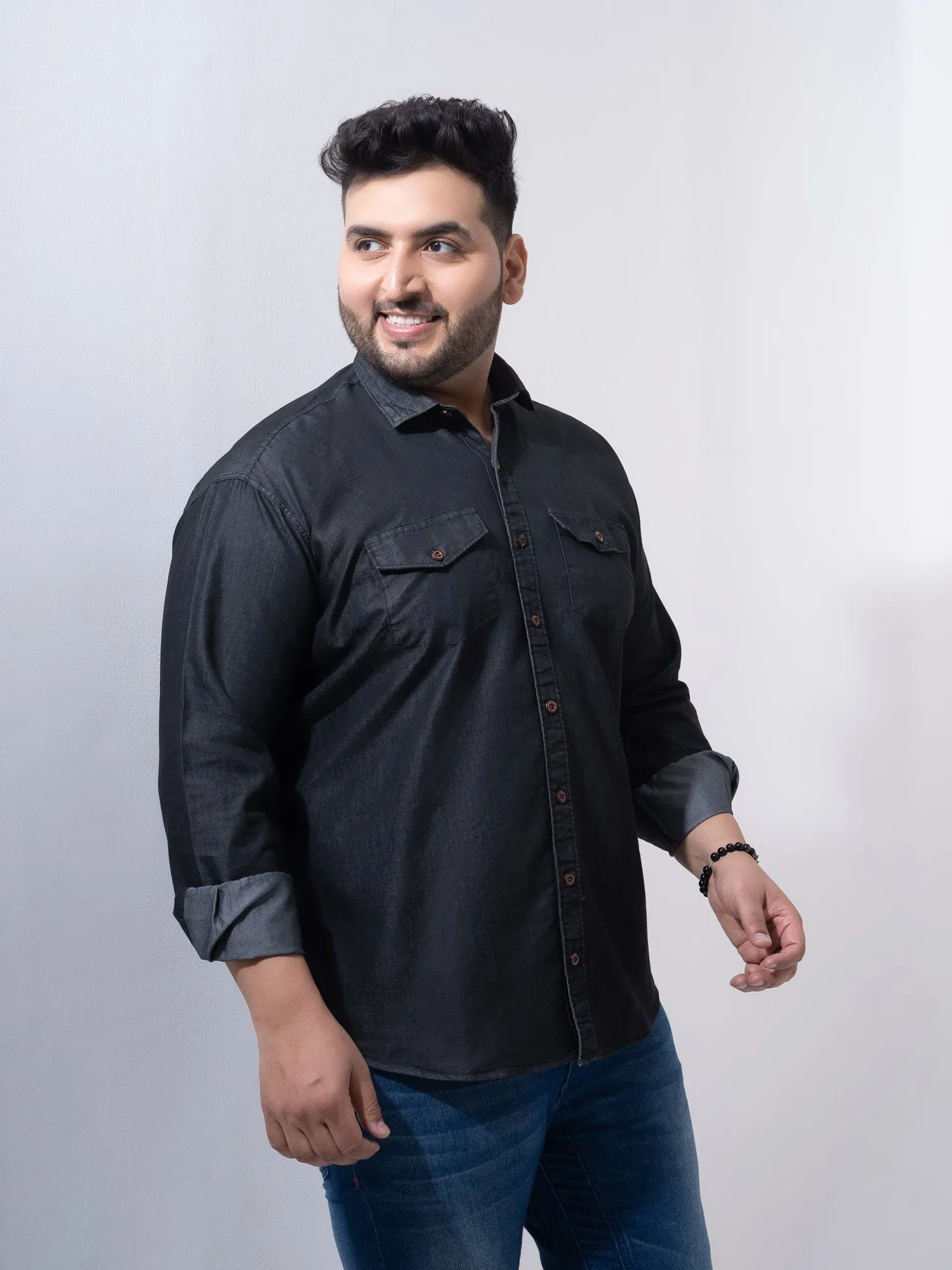 Vintage Denim Cotton Plus Size Shirt