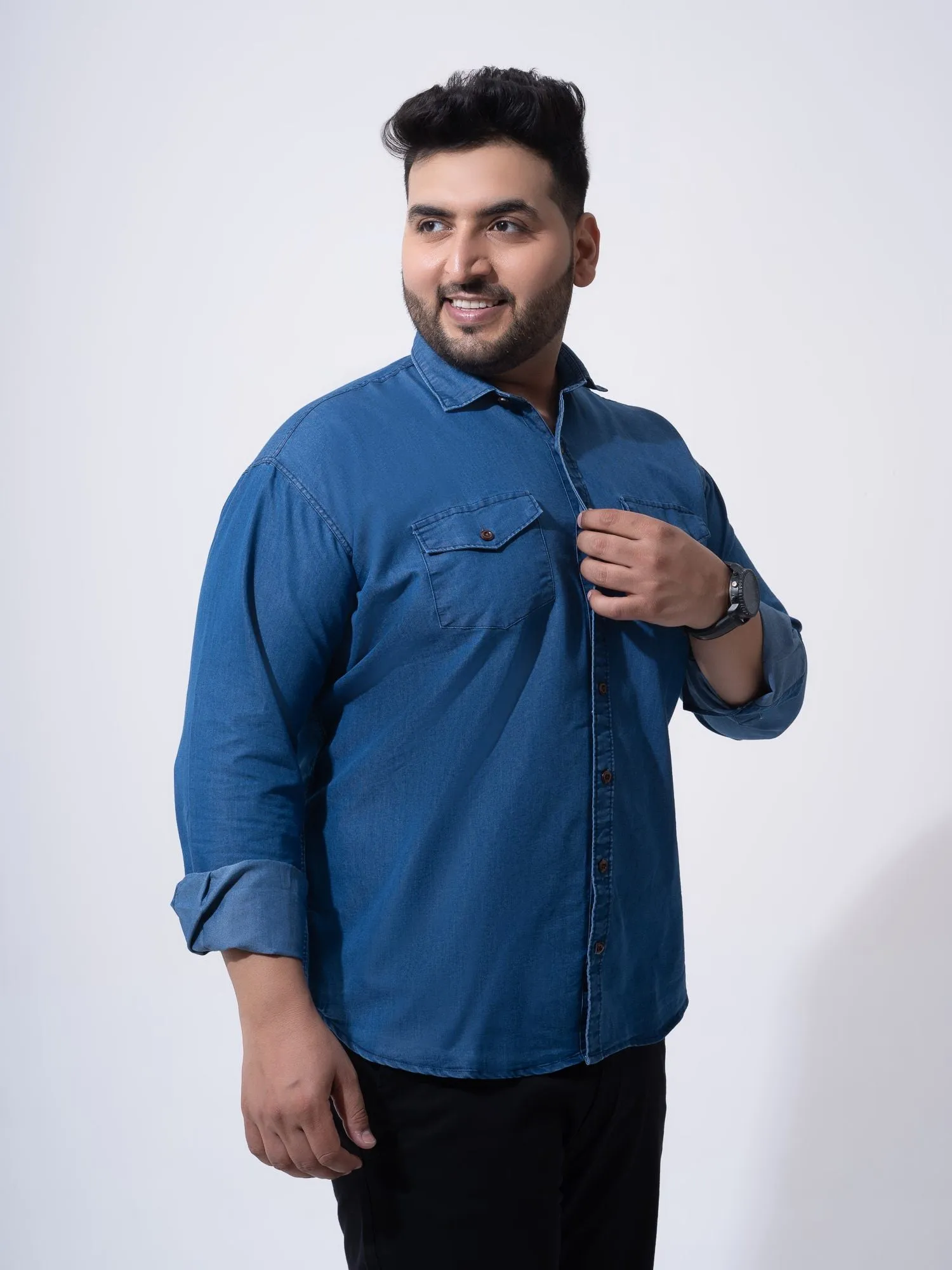Vintage Denim Cotton Plus Size Shirt