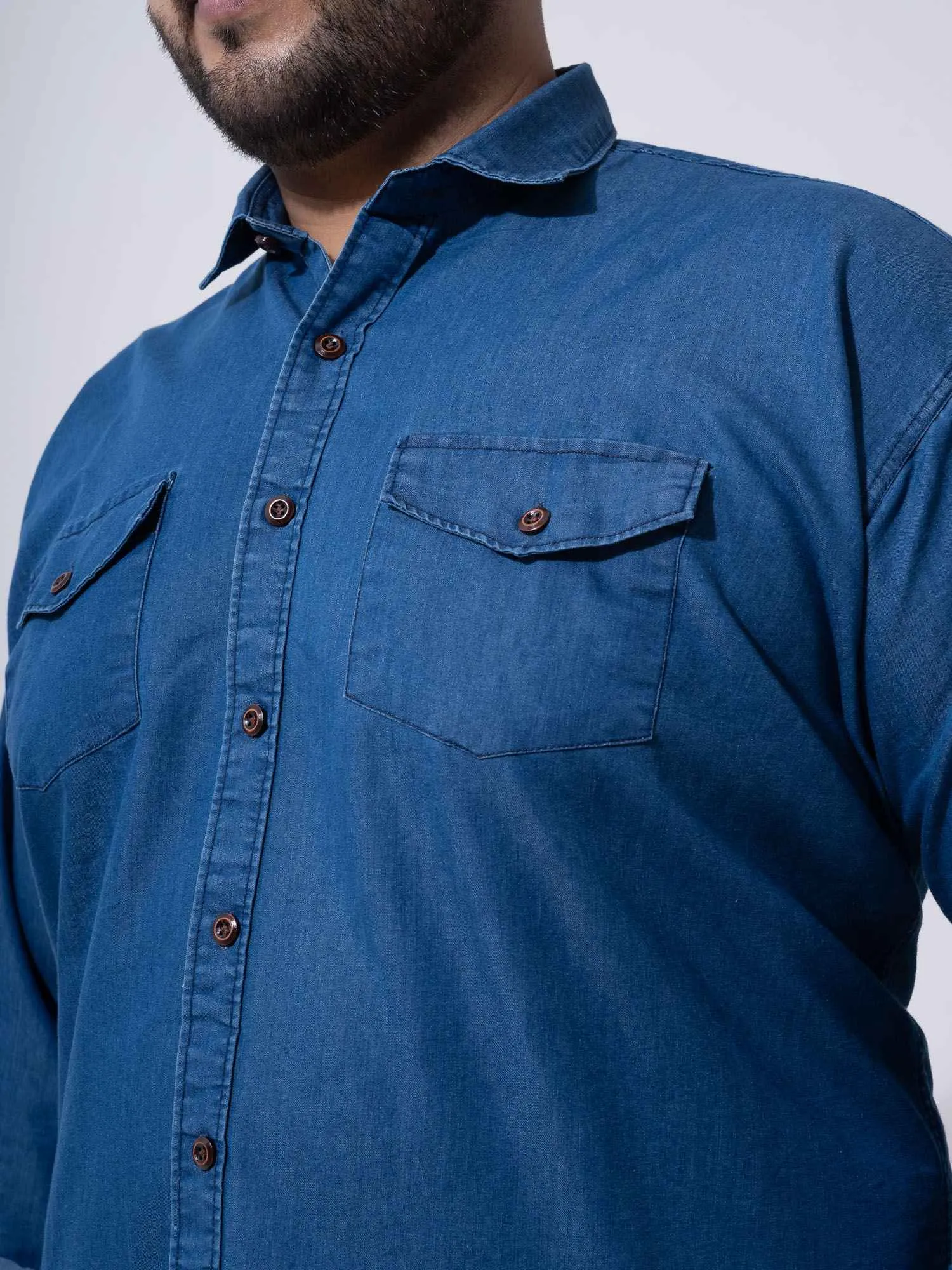 Vintage Denim Cotton Plus Size Shirt