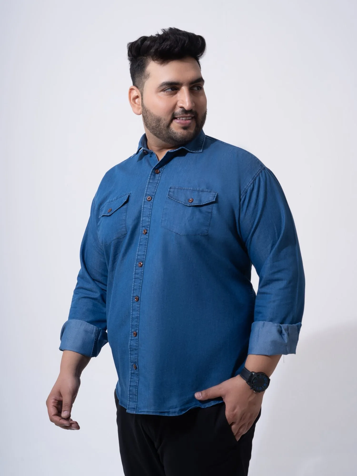 Vintage Denim Cotton Plus Size Shirt