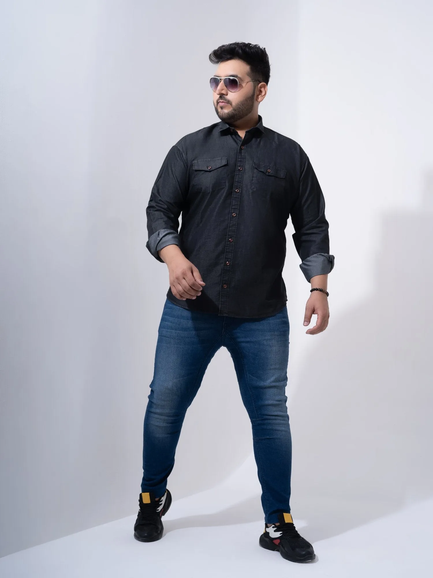 Vintage Denim Cotton Plus Size Shirt
