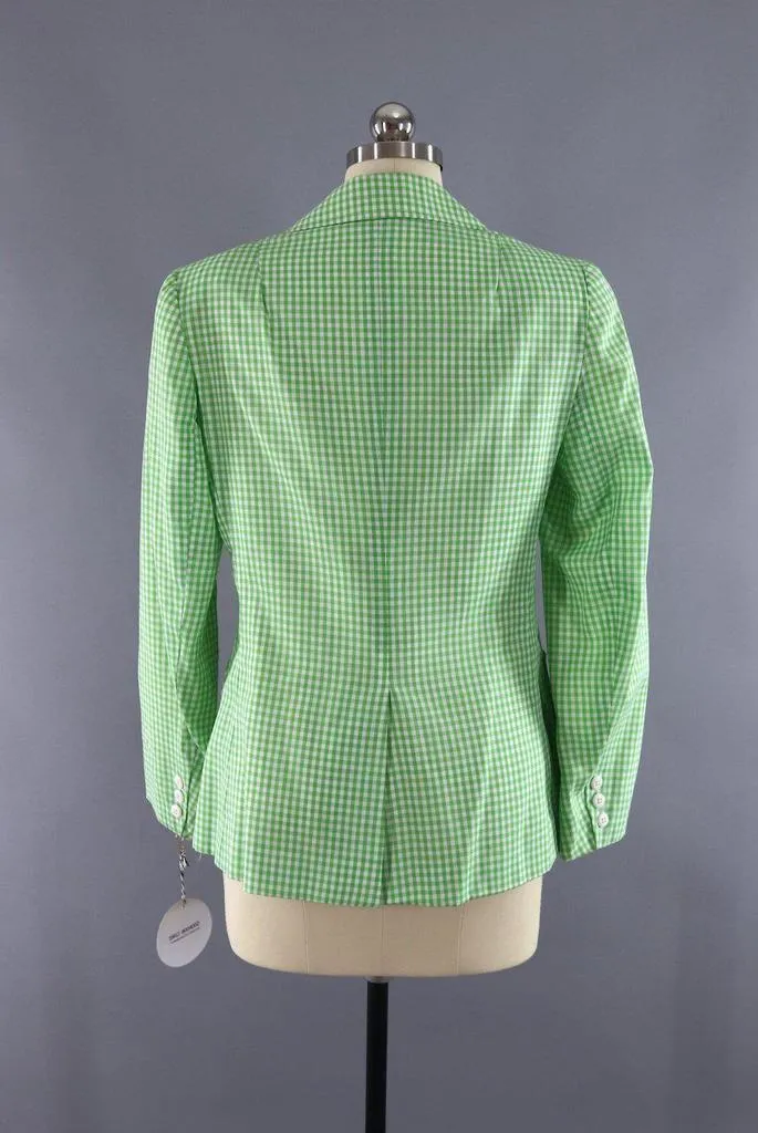 Vintage Green Gingham Blazer Jacket