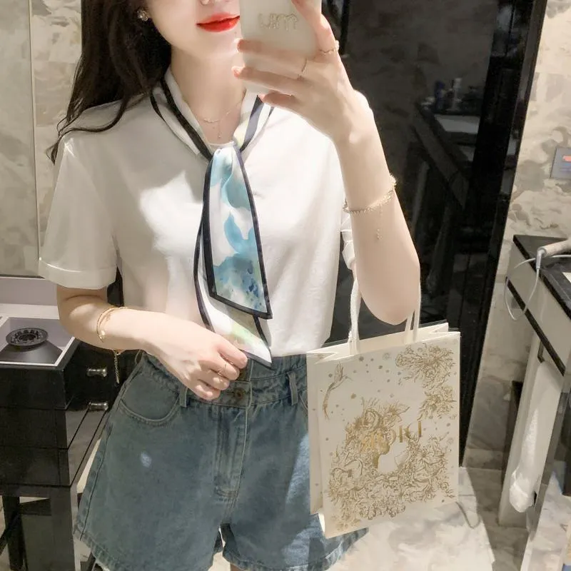White French Style Sash Pure Cotton Blouse