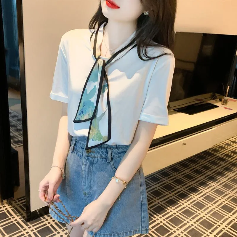 White French Style Sash Pure Cotton Blouse