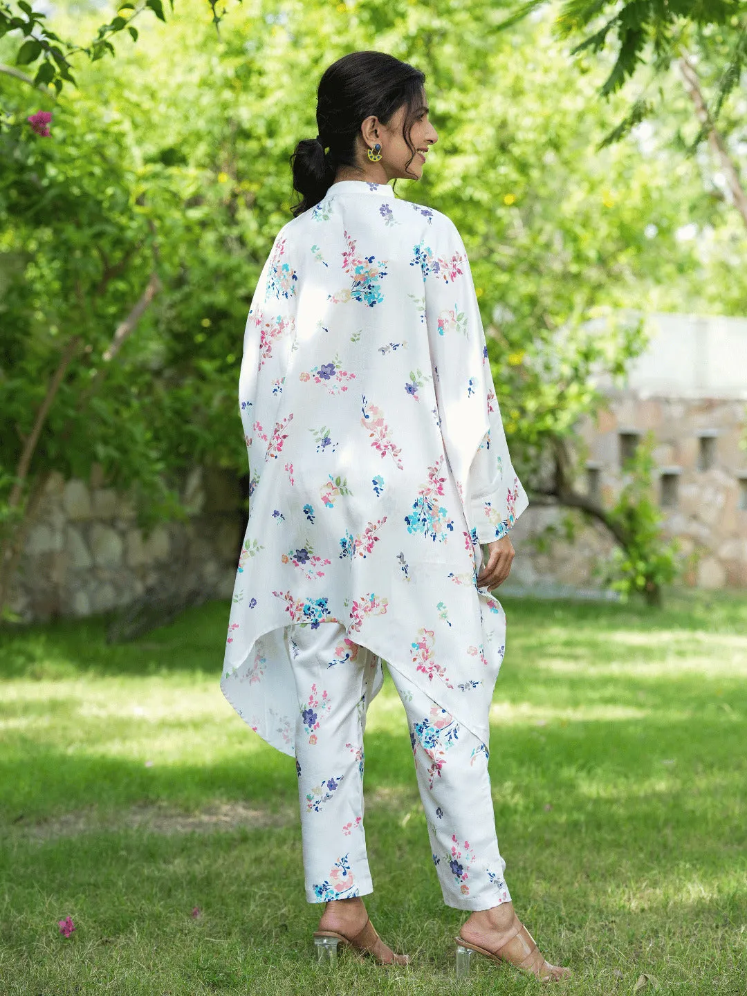 Women White Silk Blend Co-Ord Set