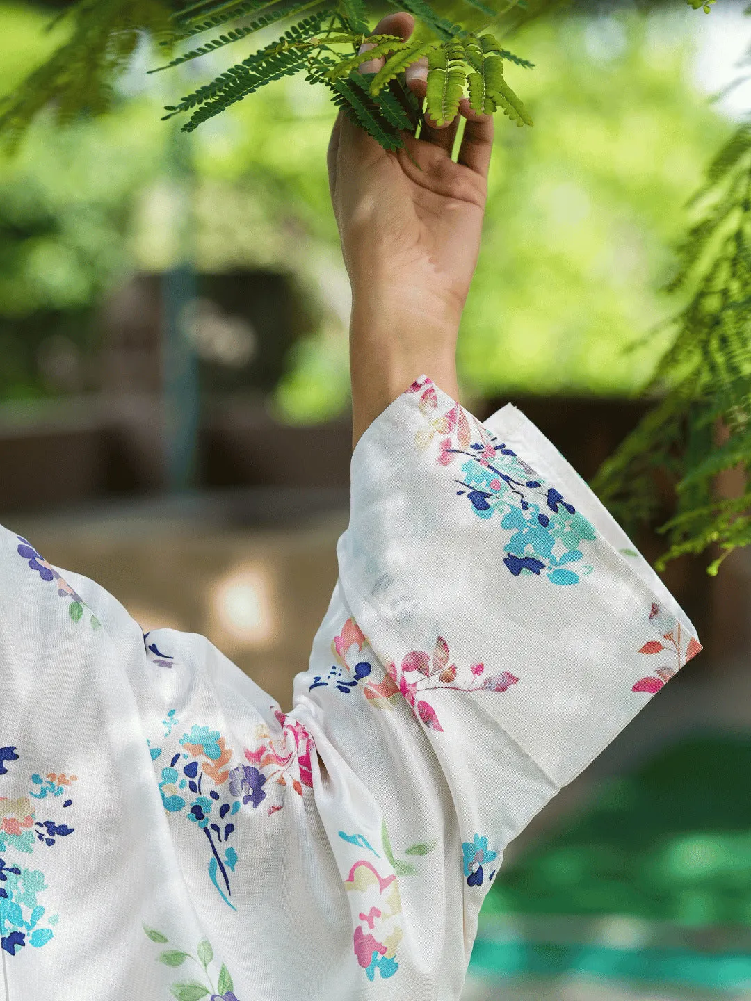 Women White Silk Blend Co-Ord Set