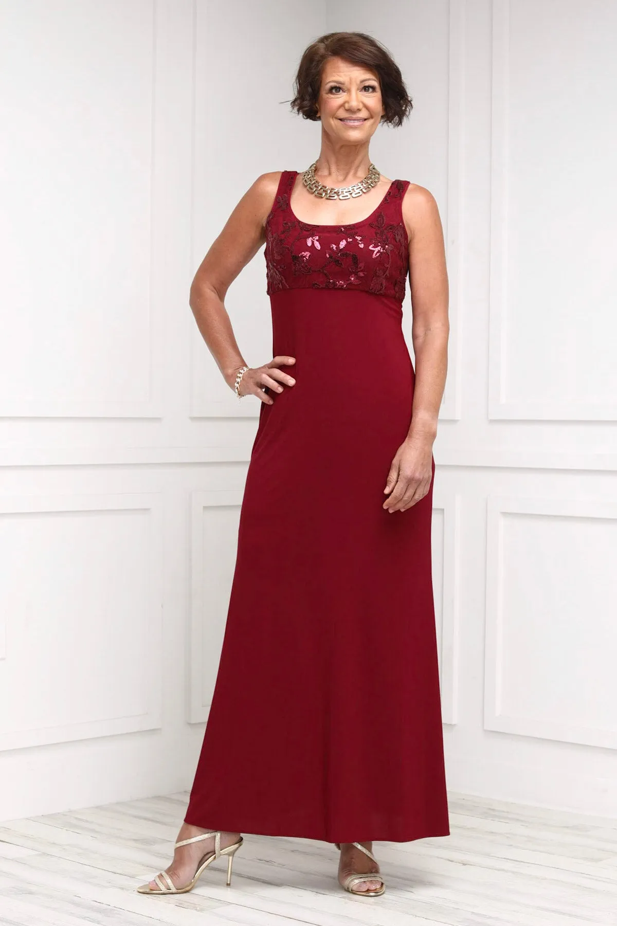 Women's 2 Piece Sequin Lace Jacket Long Dress