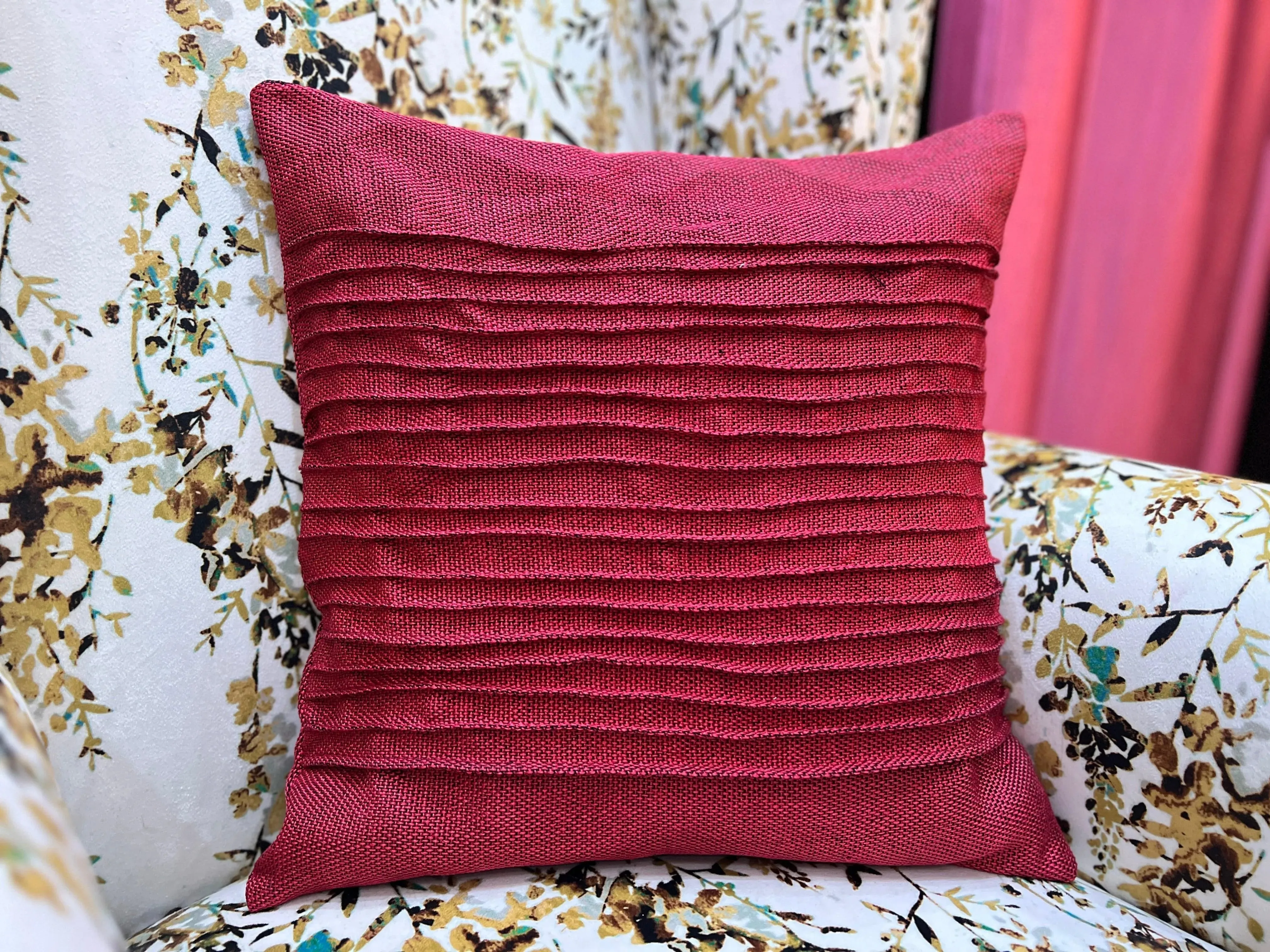 Wooden Twist Fabrahome Abstract Square Jute Cushion Cover Set of 3 ( Multicolor )