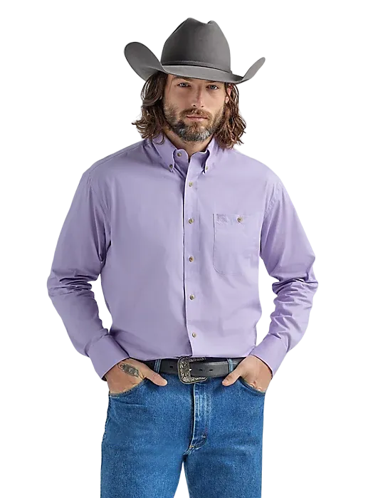 Wrangler Men's George Strait One Pocket Solid In Lilac Shirt