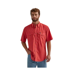 Wrangler Men's Performance Snap Short Sleeve Solid Red Shirt
