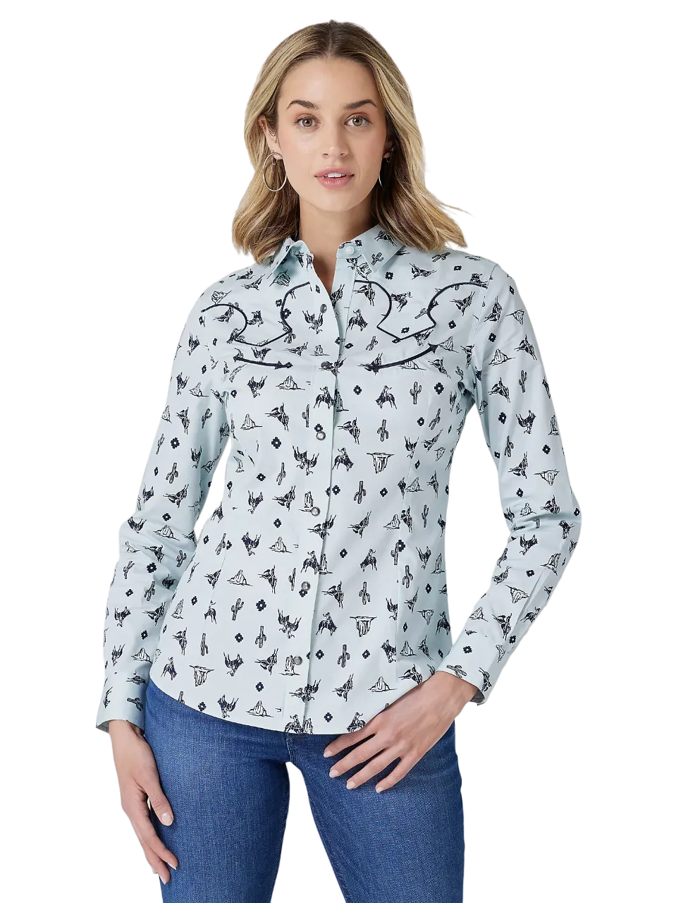 Wrangler Women's Retro Cowgril Cactus Snap Shirt